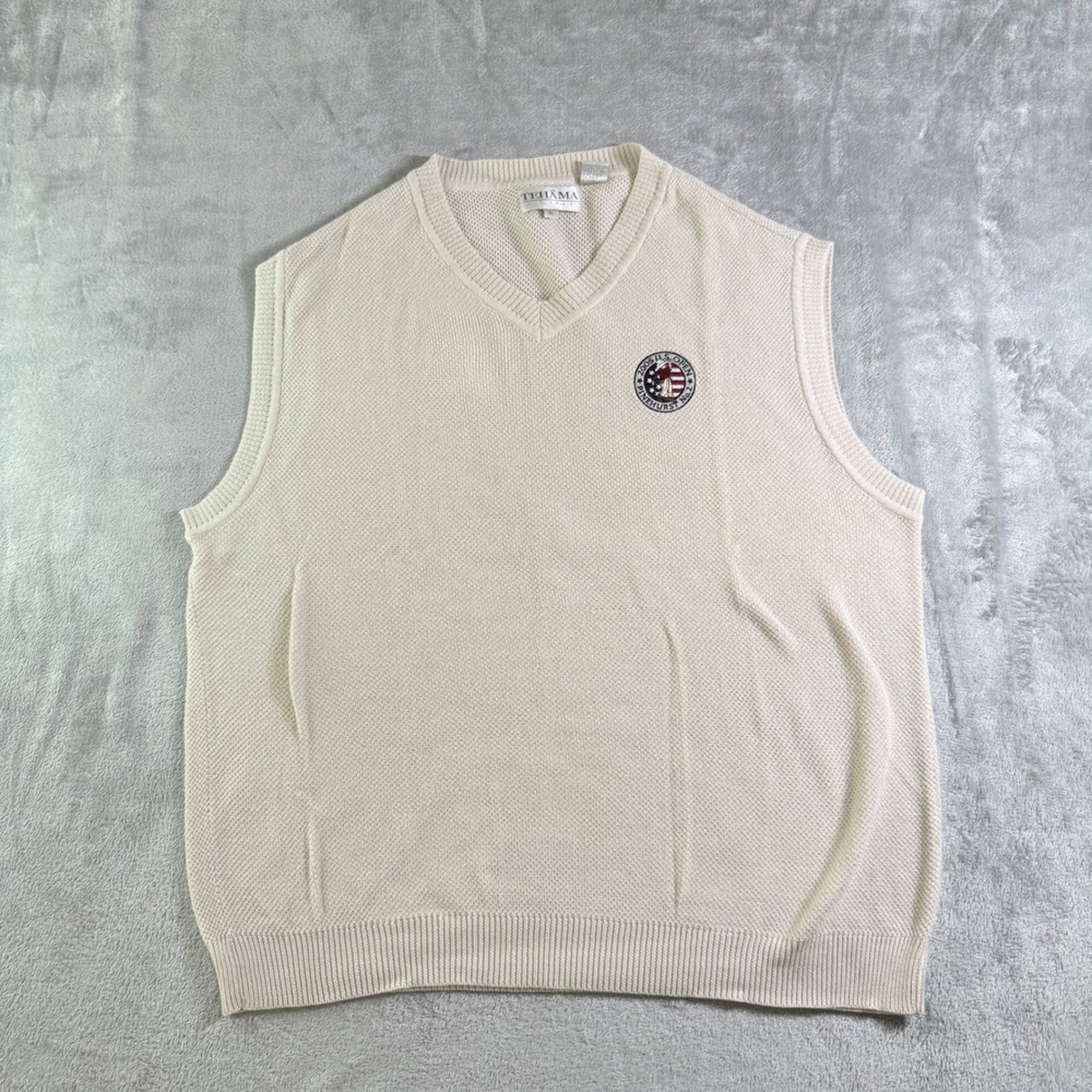 VTG Tehama Mens XL Sweater Vest 2005 US Open Pinehurst Golf V Neck 100 Cotton